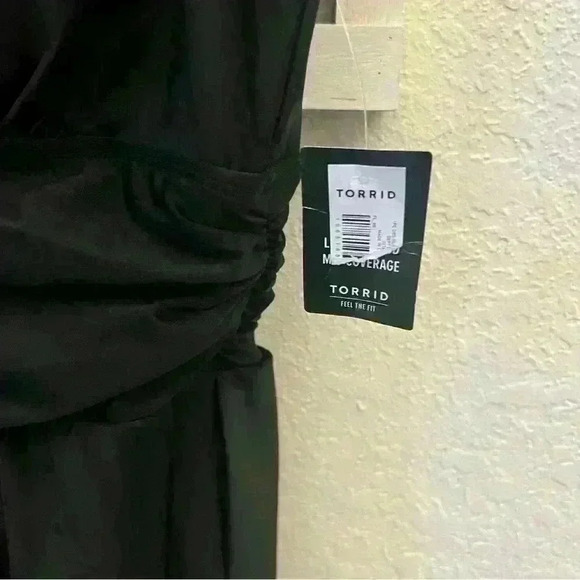 NWT!! TORRID Black asymmetrical skirted one piece bathing suit swimdress, 1X. - Picture 2 of 10